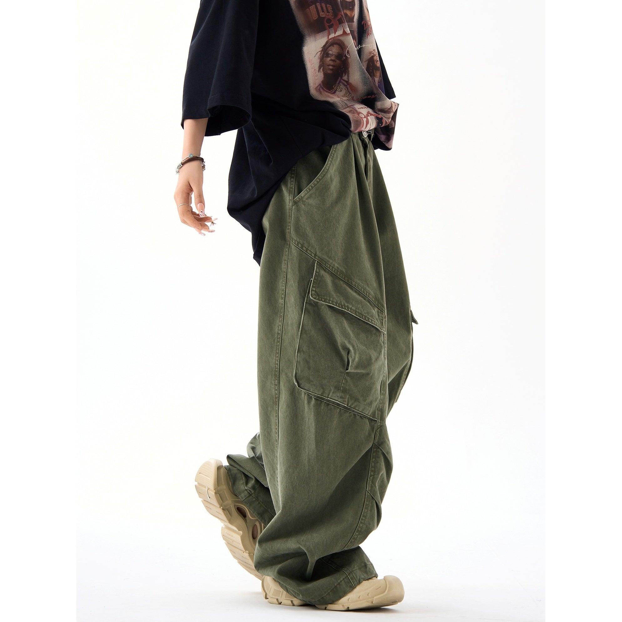 Vintage Switching Wide-Leg Cargo Pants HG7159