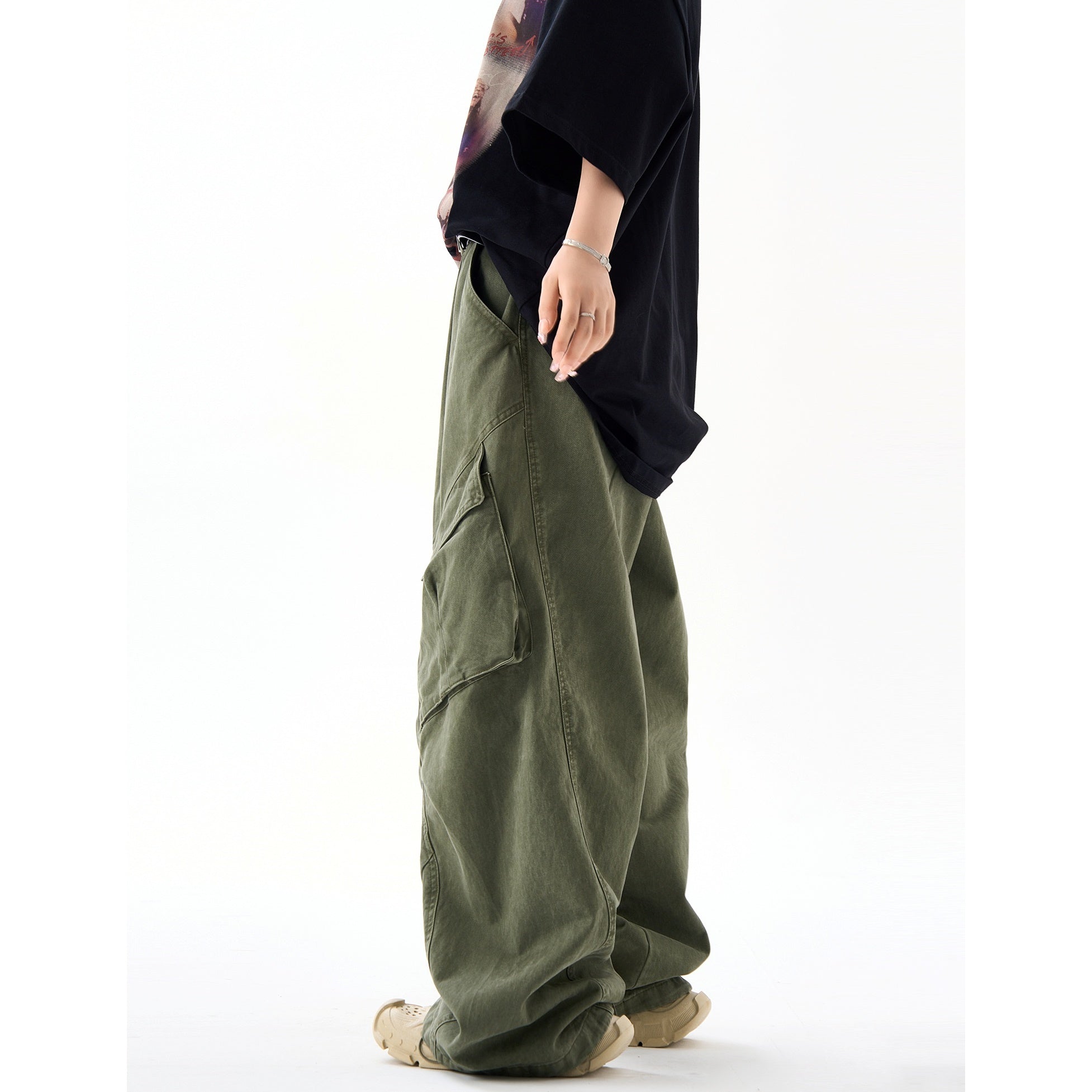 Vintage Switching Wide-Leg Cargo Pants HG7159