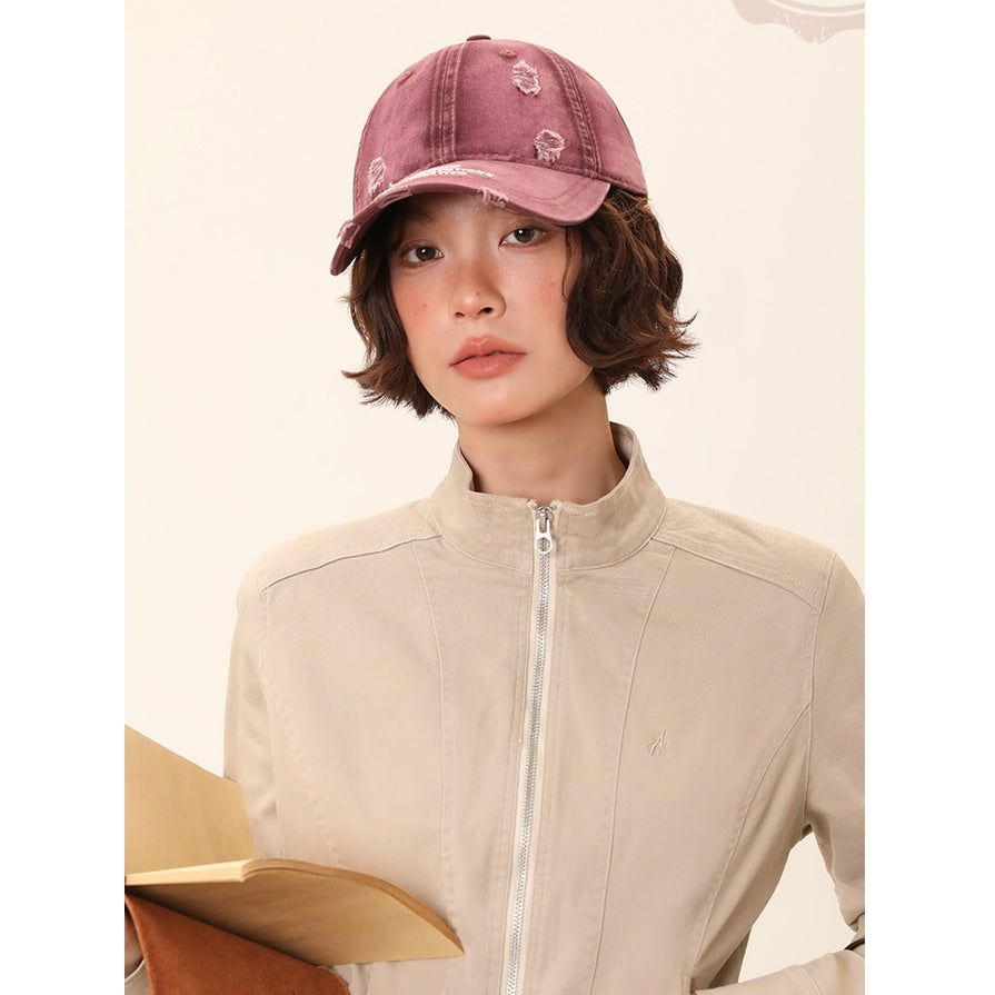 Washed Ripped Wide-brimmed Cap MW10118