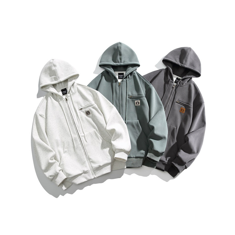 Simple Zip-Pocket Hooded ZIP-Up Parka MW9581