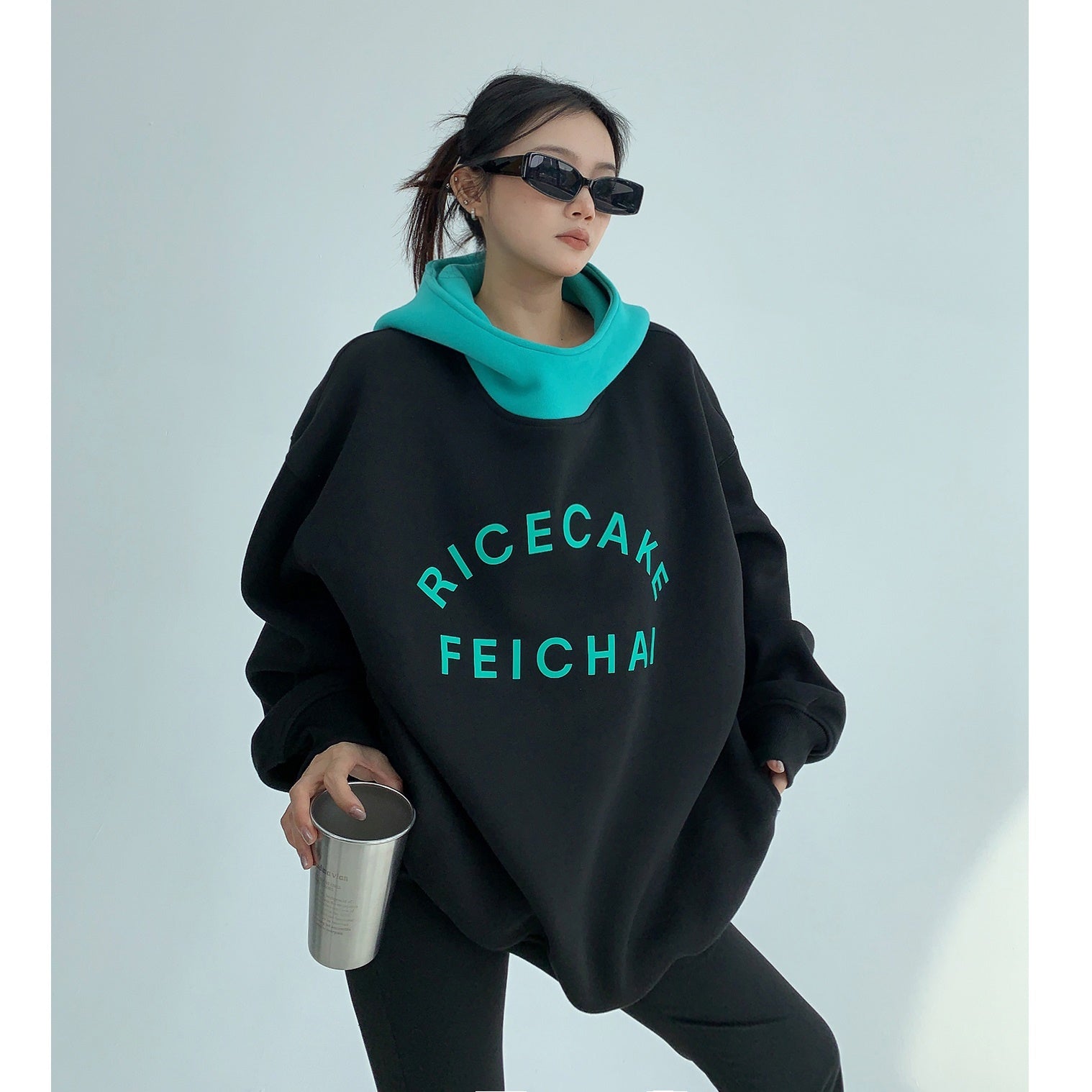 Contrast Stitching Lettering Hoodie MW9646