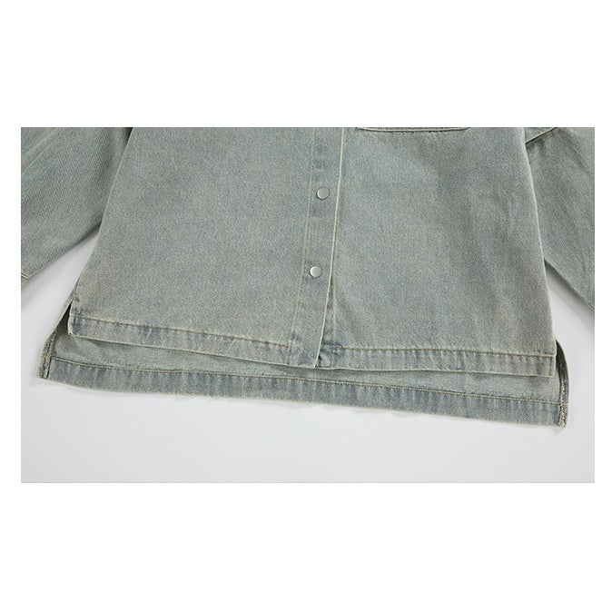 Sleeve Detachable Denim Shirt Jacket MW9566