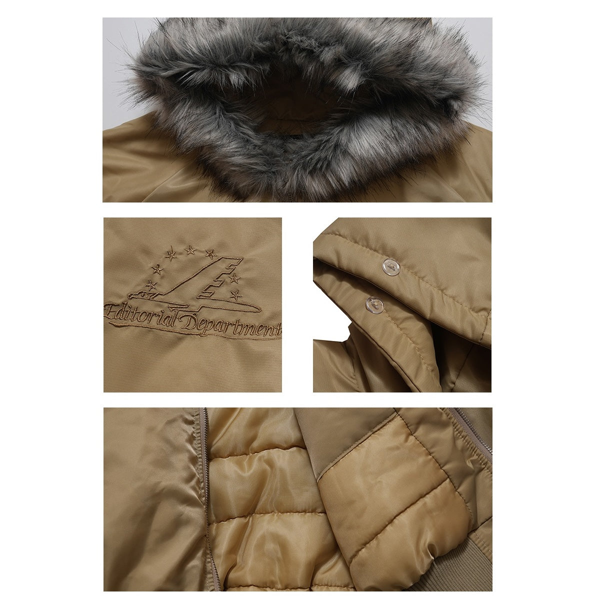 Men's Like Fur Collar Hooded Flight Jacket MW9738