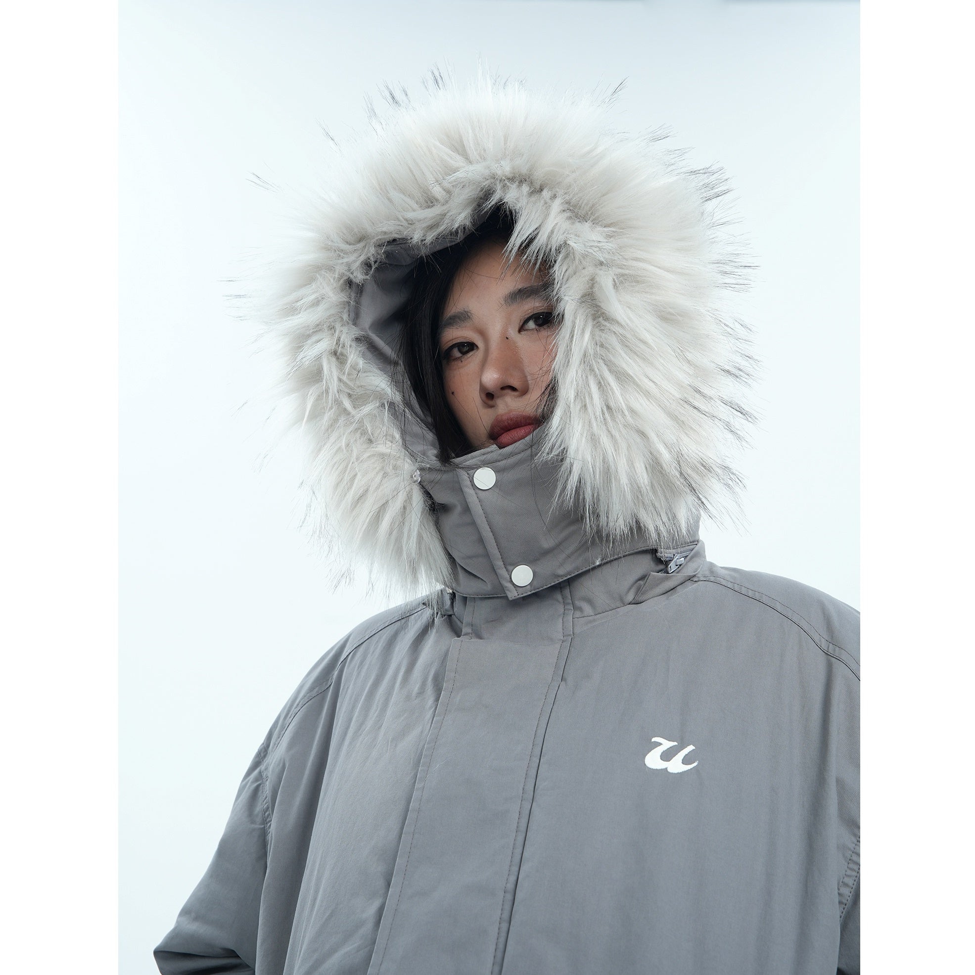 Fur Collar Simple Hooded Padded Jacket MW9670