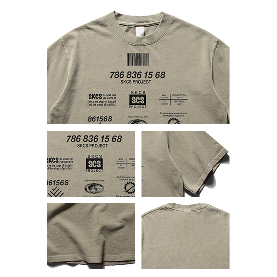 Distressed Barcode Printed T-shirt MW9249