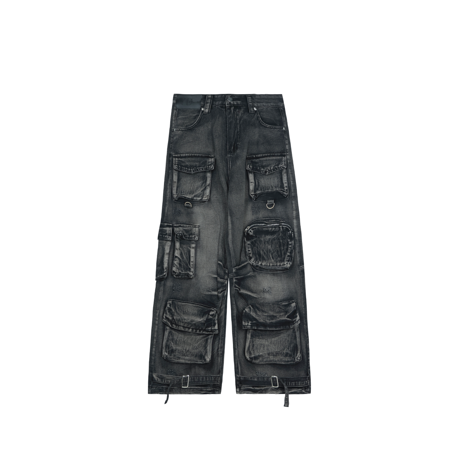 Heavy Wash Damage Cargo Jeans MW9683