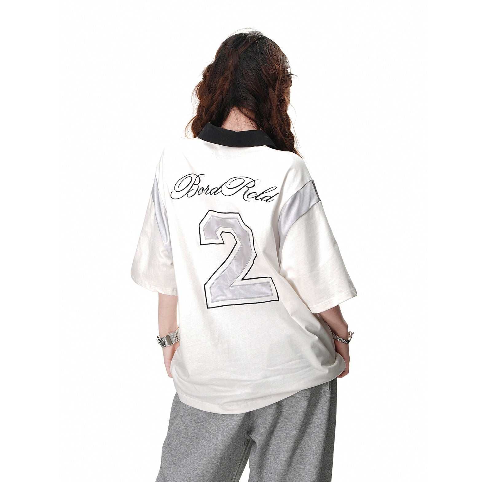 Bicolor Polo Collar Loose T-shirt KK2050