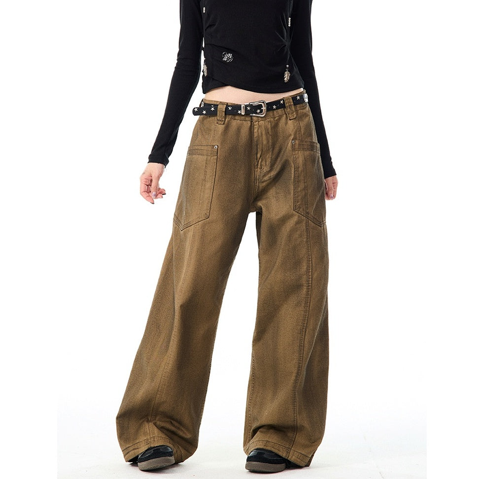 Retro Brush Dirty Wide-Leg Work Pants MW9961