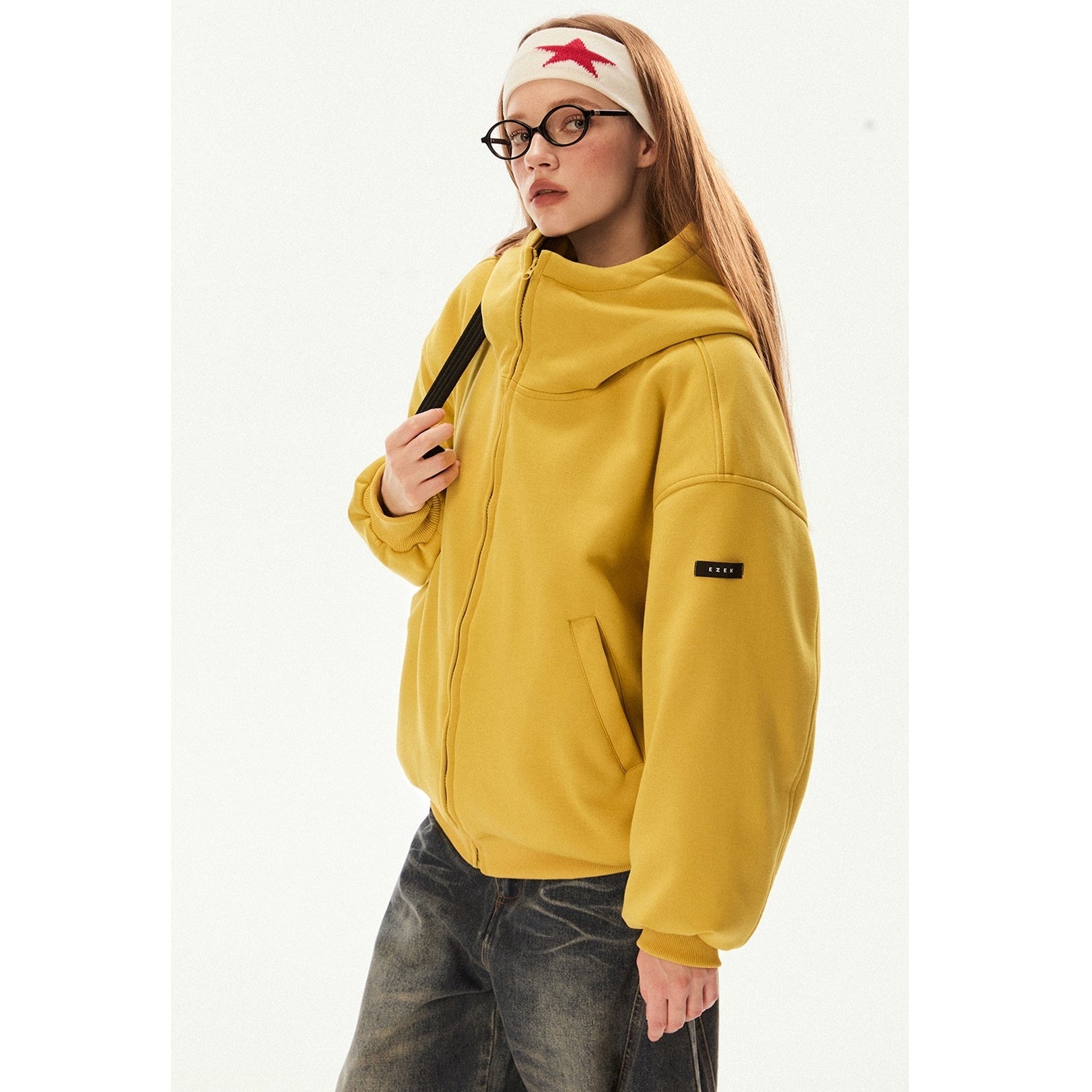 Dropped Shoulder Loose Warm Zip-Up Hooded Parka EZ189