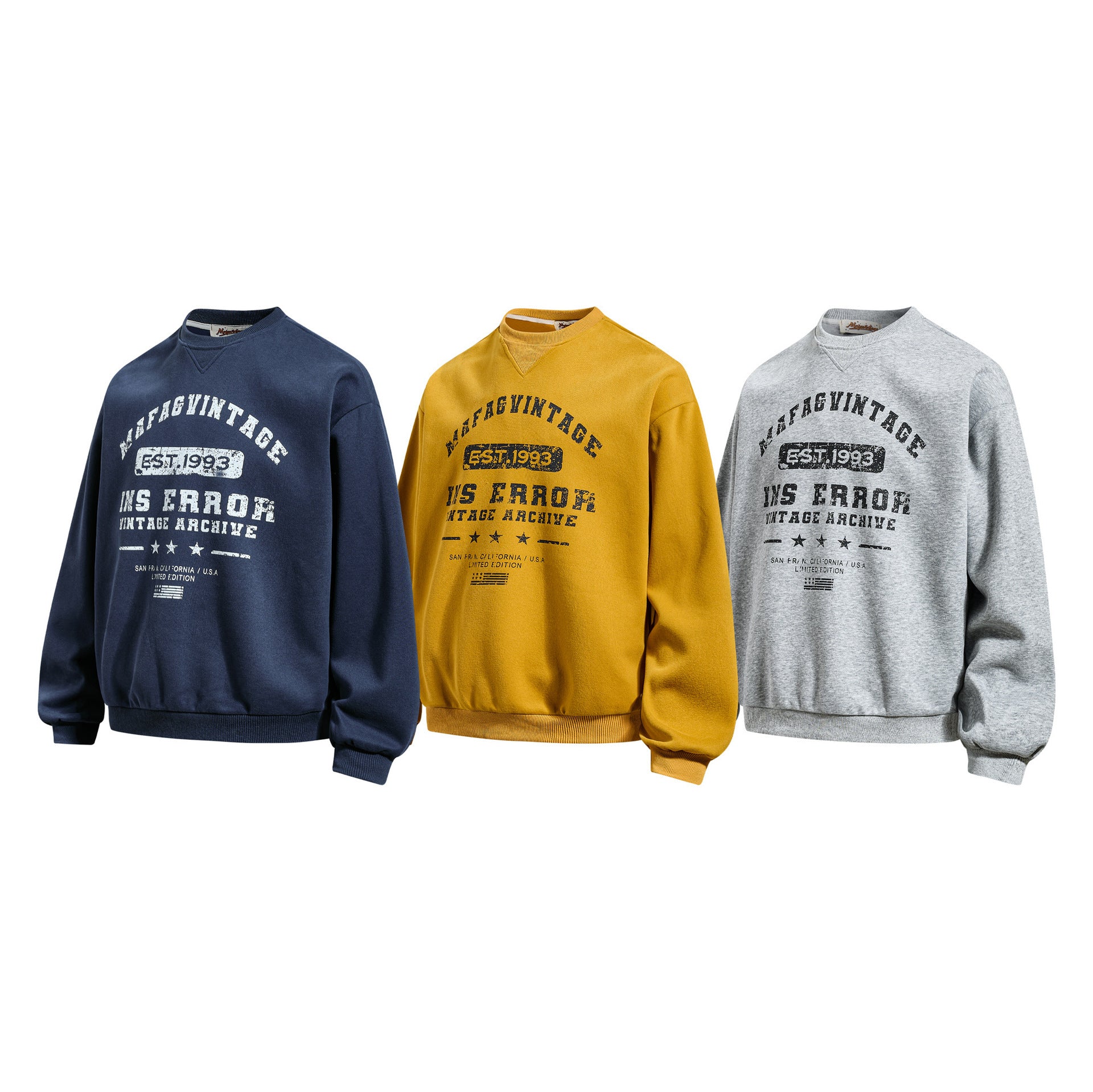 Damage Letter Print Crew Neck Sweat MW10318