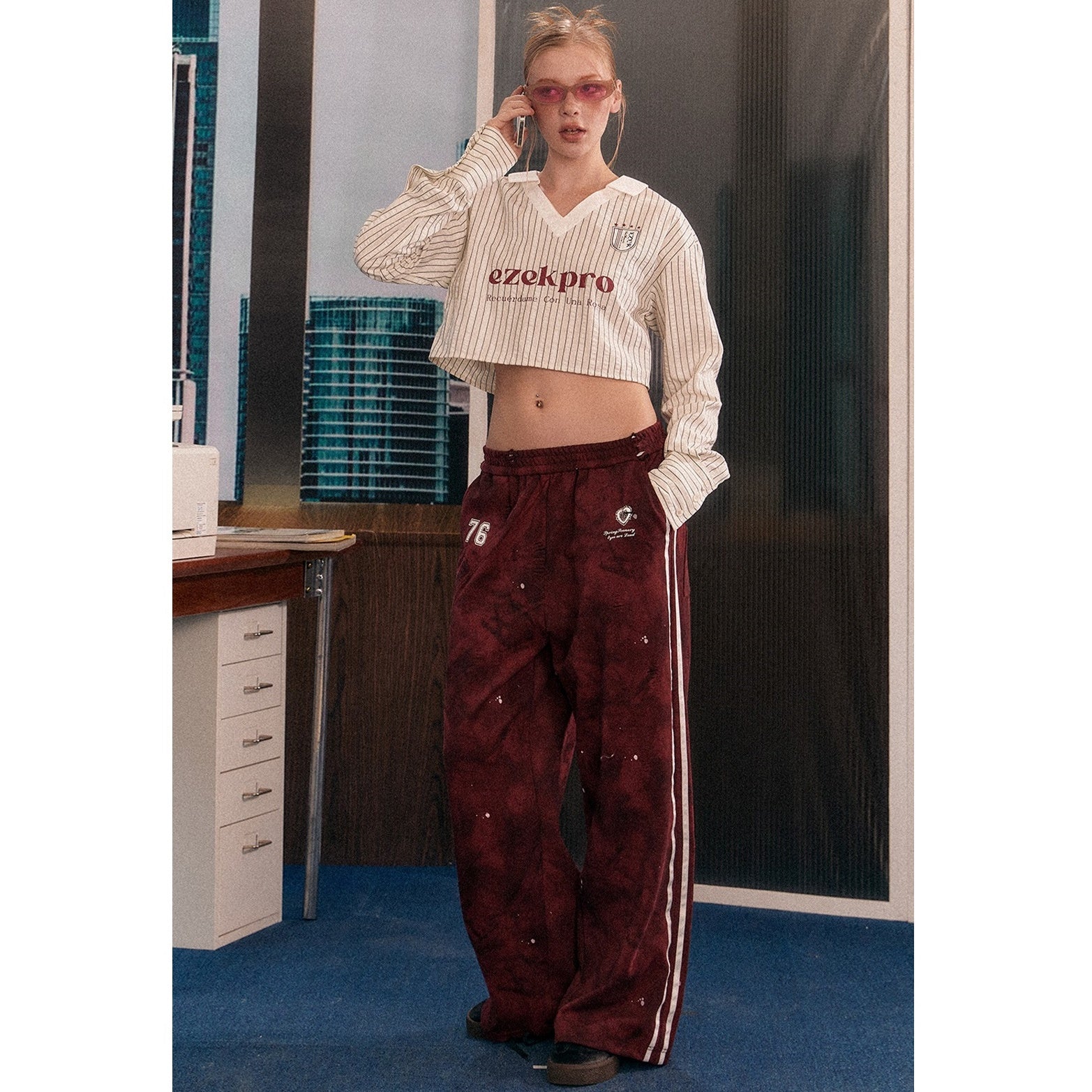 Tie-dye Heavy Loose Ripped Wide-leg Pants EZ161