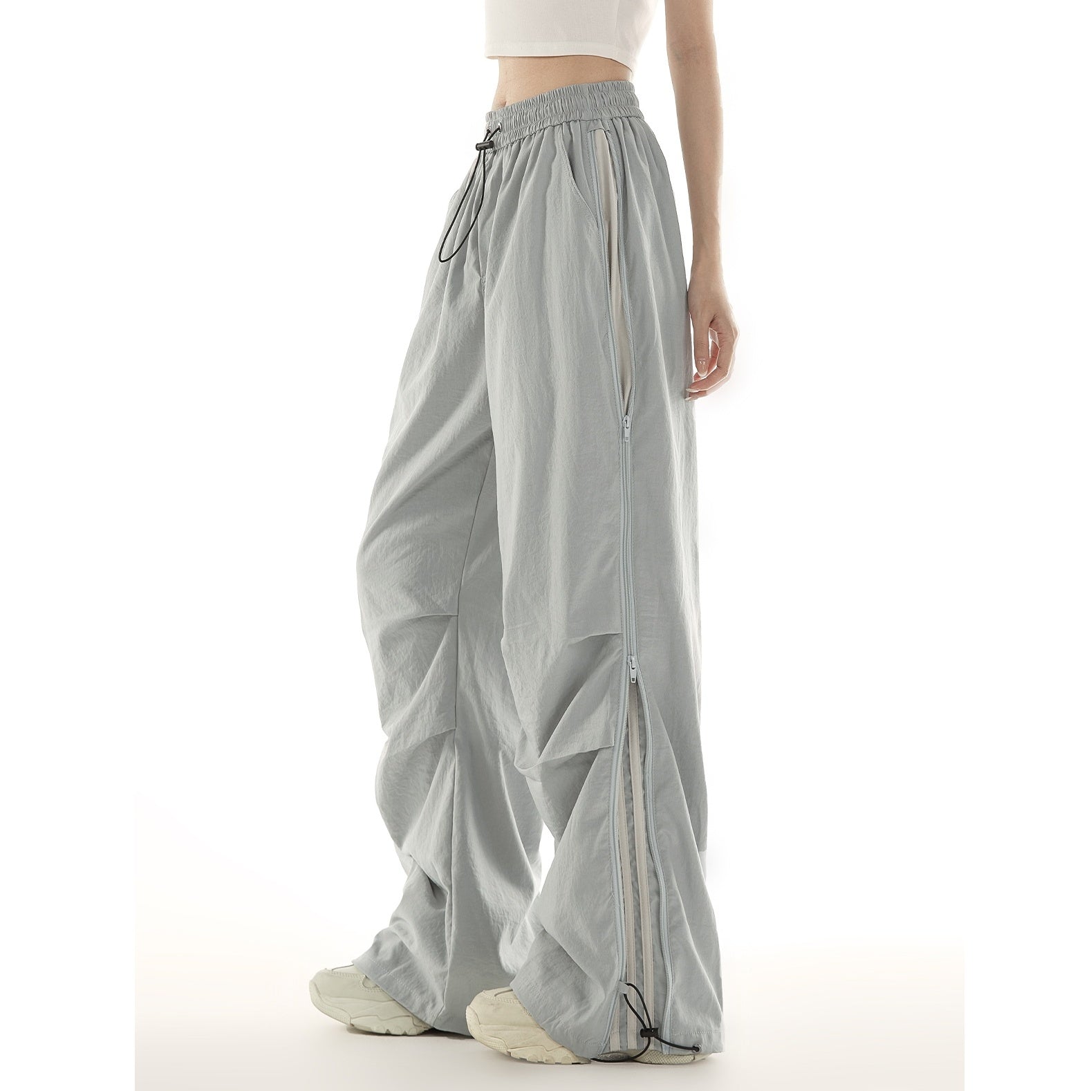 Side Zipper Line Design Parachute Pants MW10105