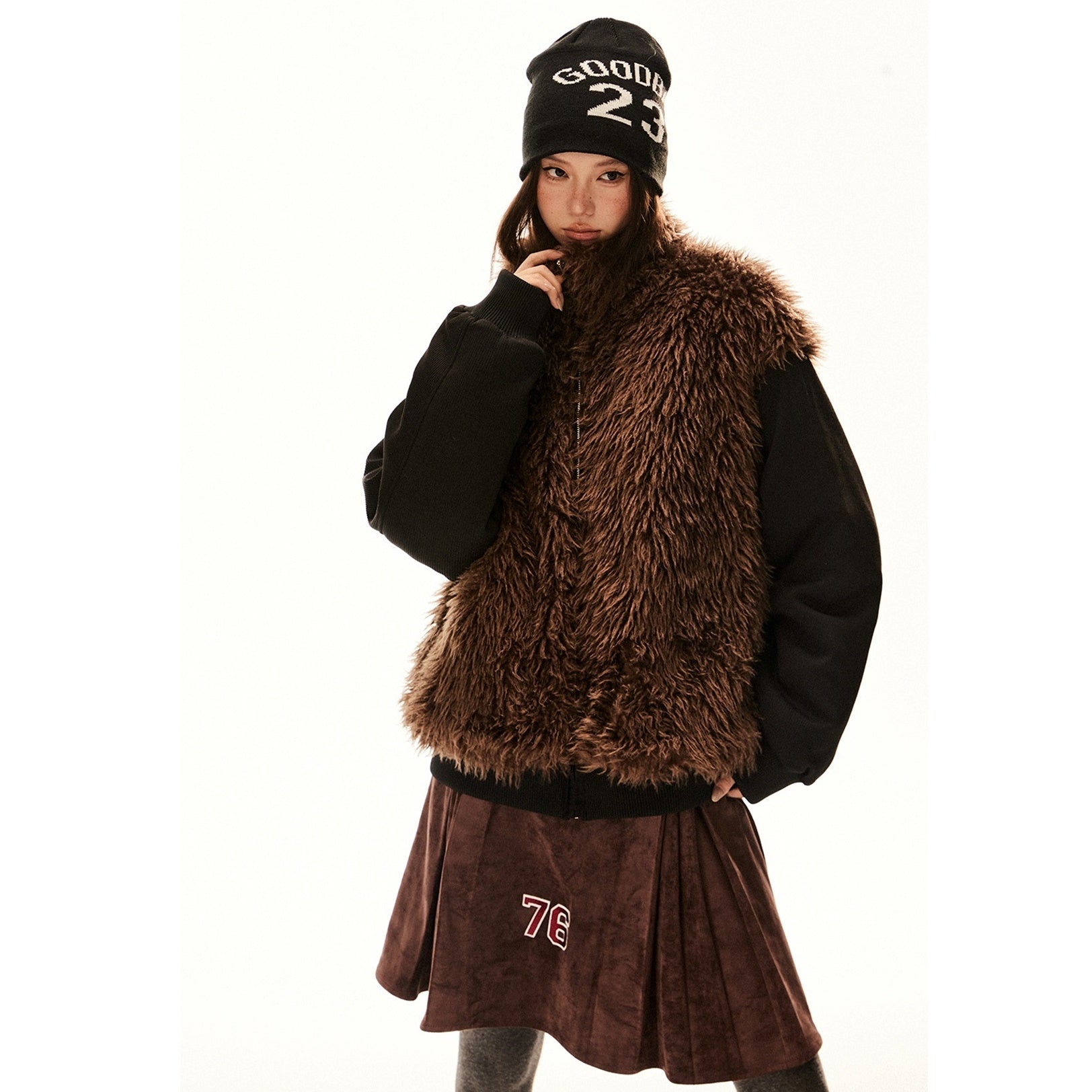 Eco Fur Switching Reversible Zipper Jacket EZ209