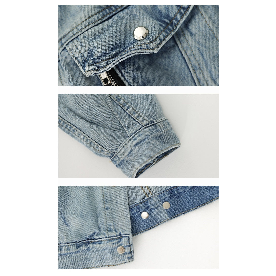 Zip Design Light Color Denim Jacket AC7069