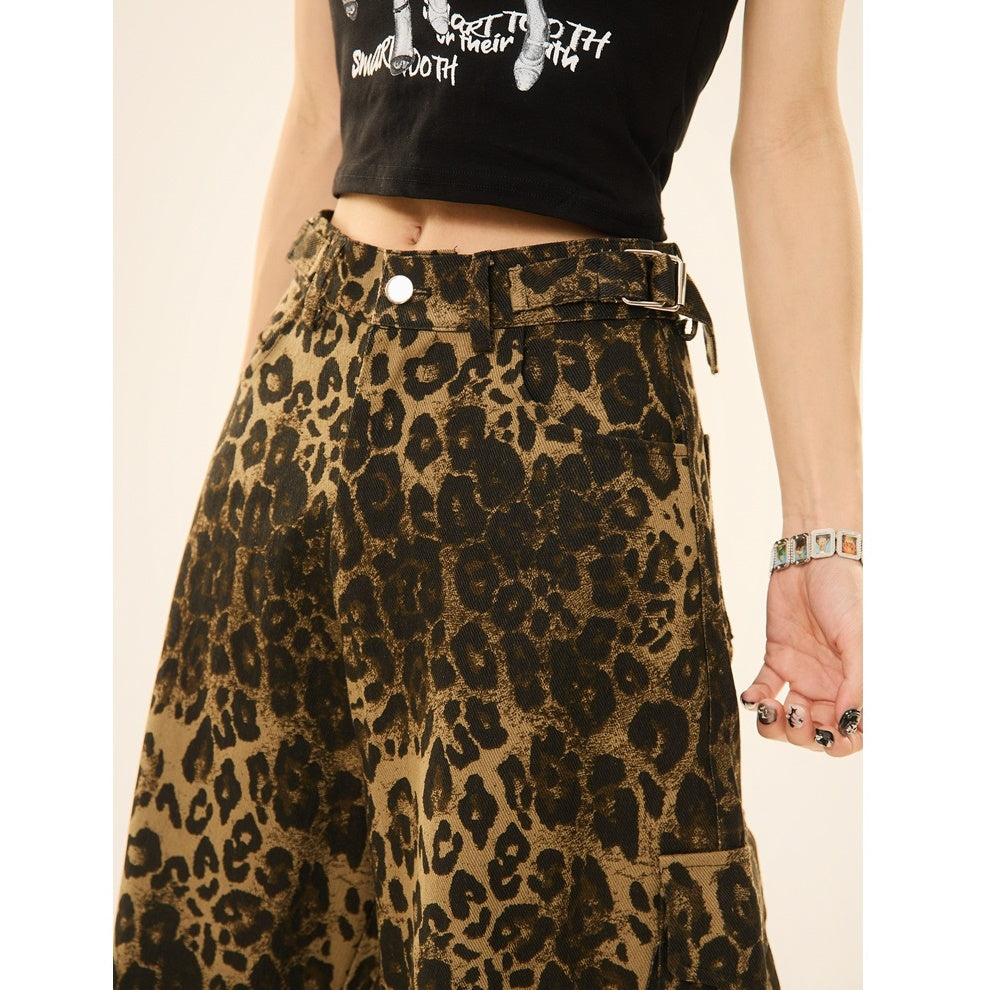 Leopard Print Loose Cropped Cargo Pants MW9266