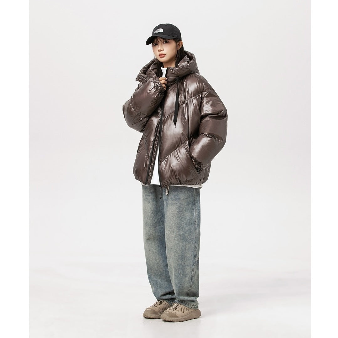 Loose Hooded Shiny Padded Jacket MW9657