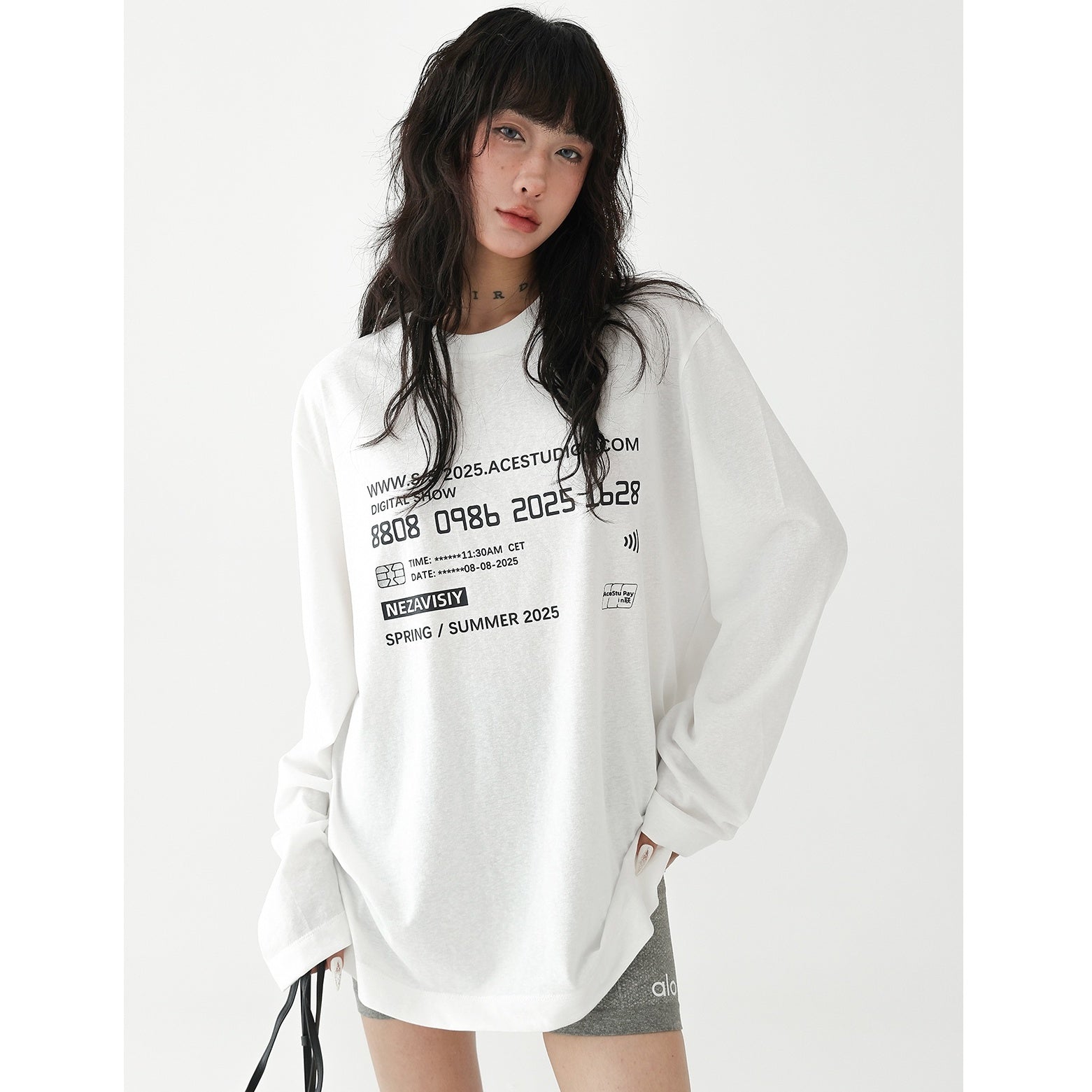 Chip Monogram Print Long-sleeved T-shirt AC7105