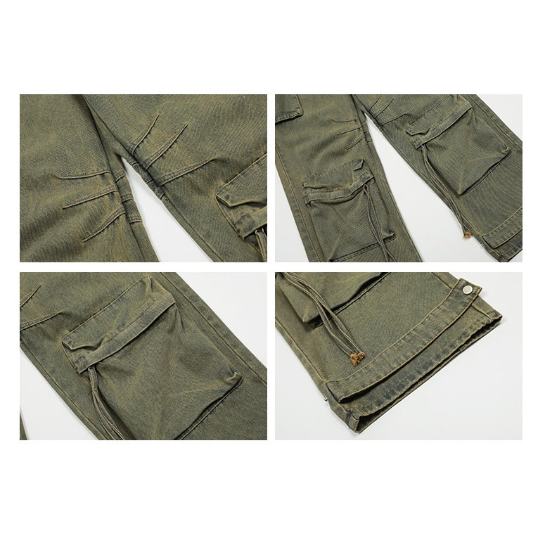 Heavy Distressed Multi Pocket Cargo Jeans MW9436