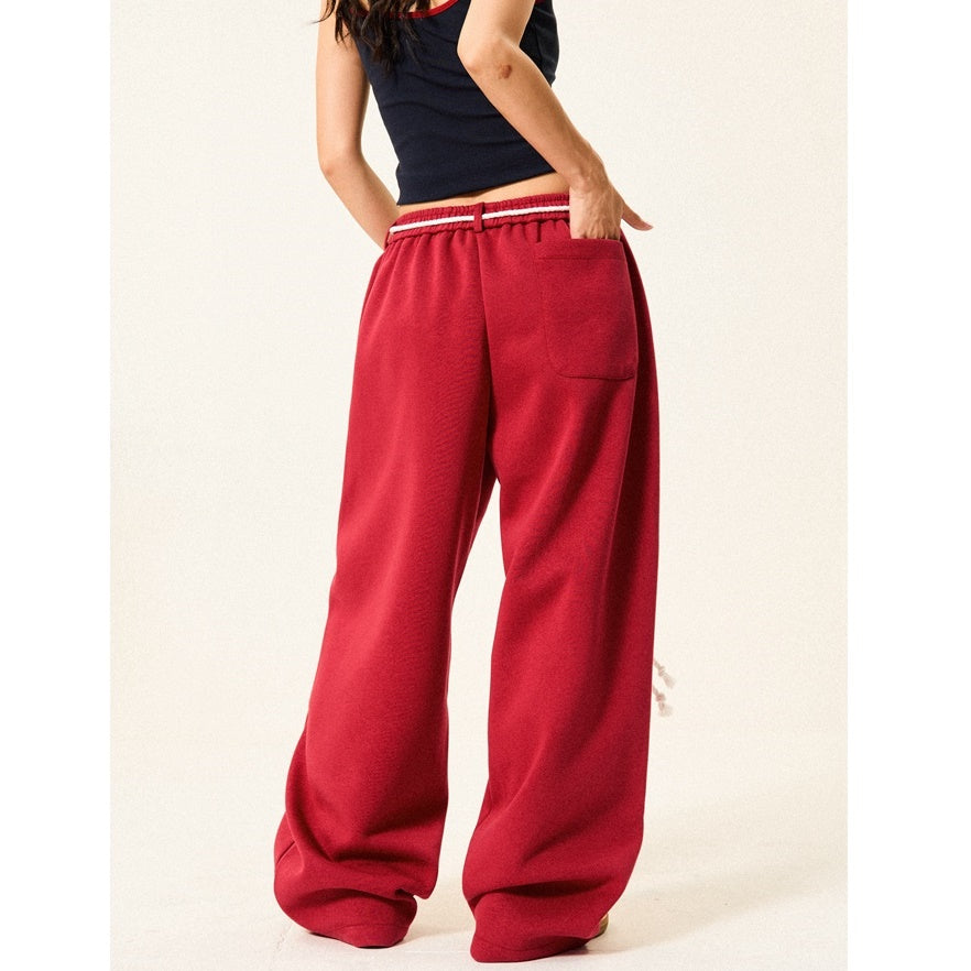 Braided Rope Loose Straight Sweatpants YS014