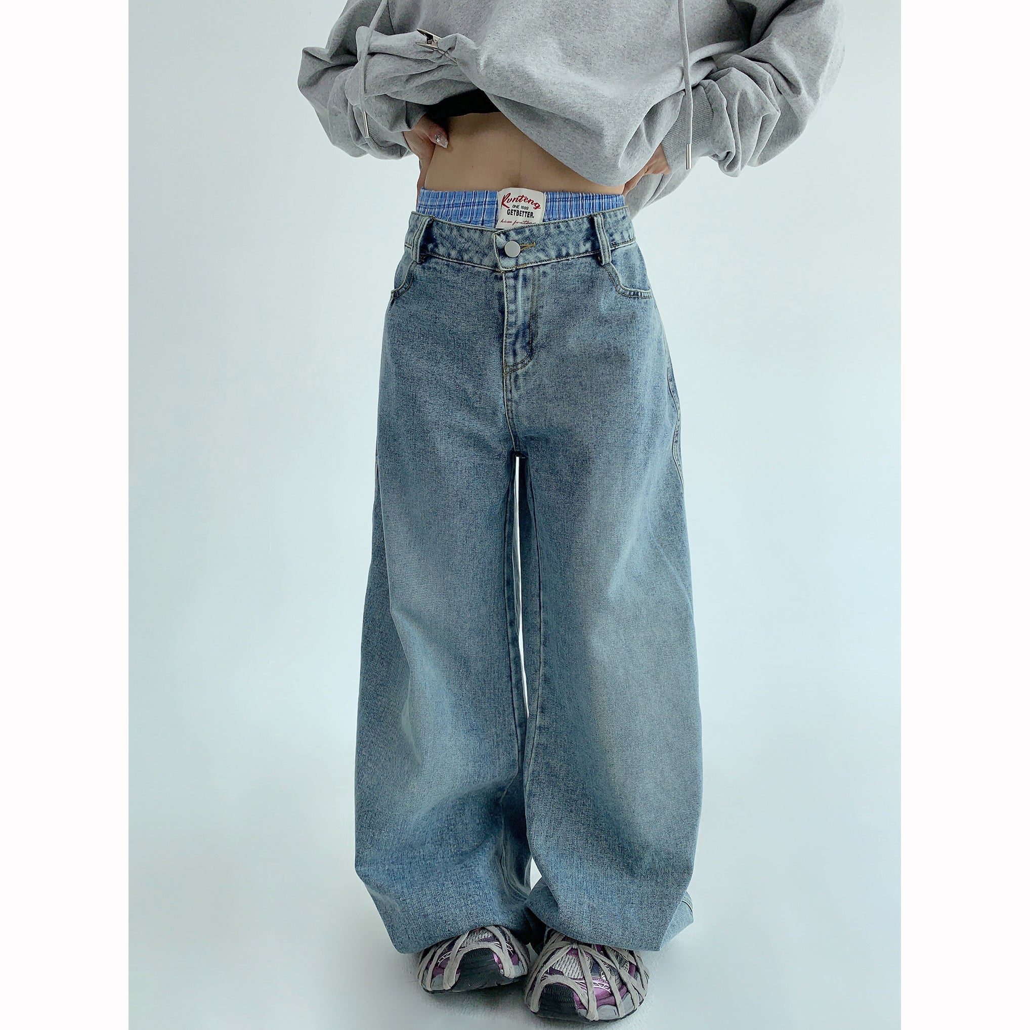 Double Waist Loose Straight Jeans MW9501