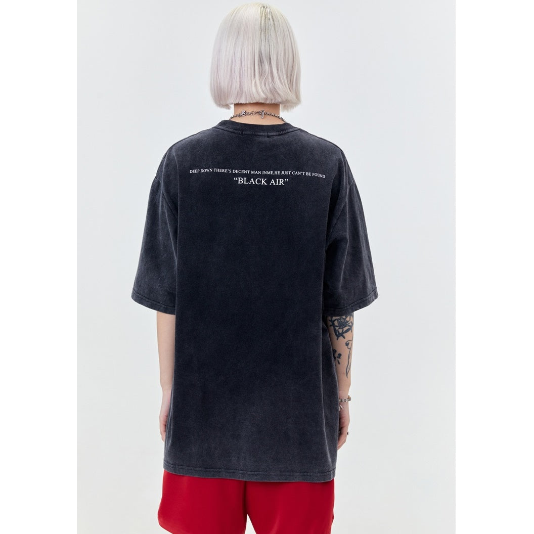 Over Size Washed Distressed T-Shirt ME016