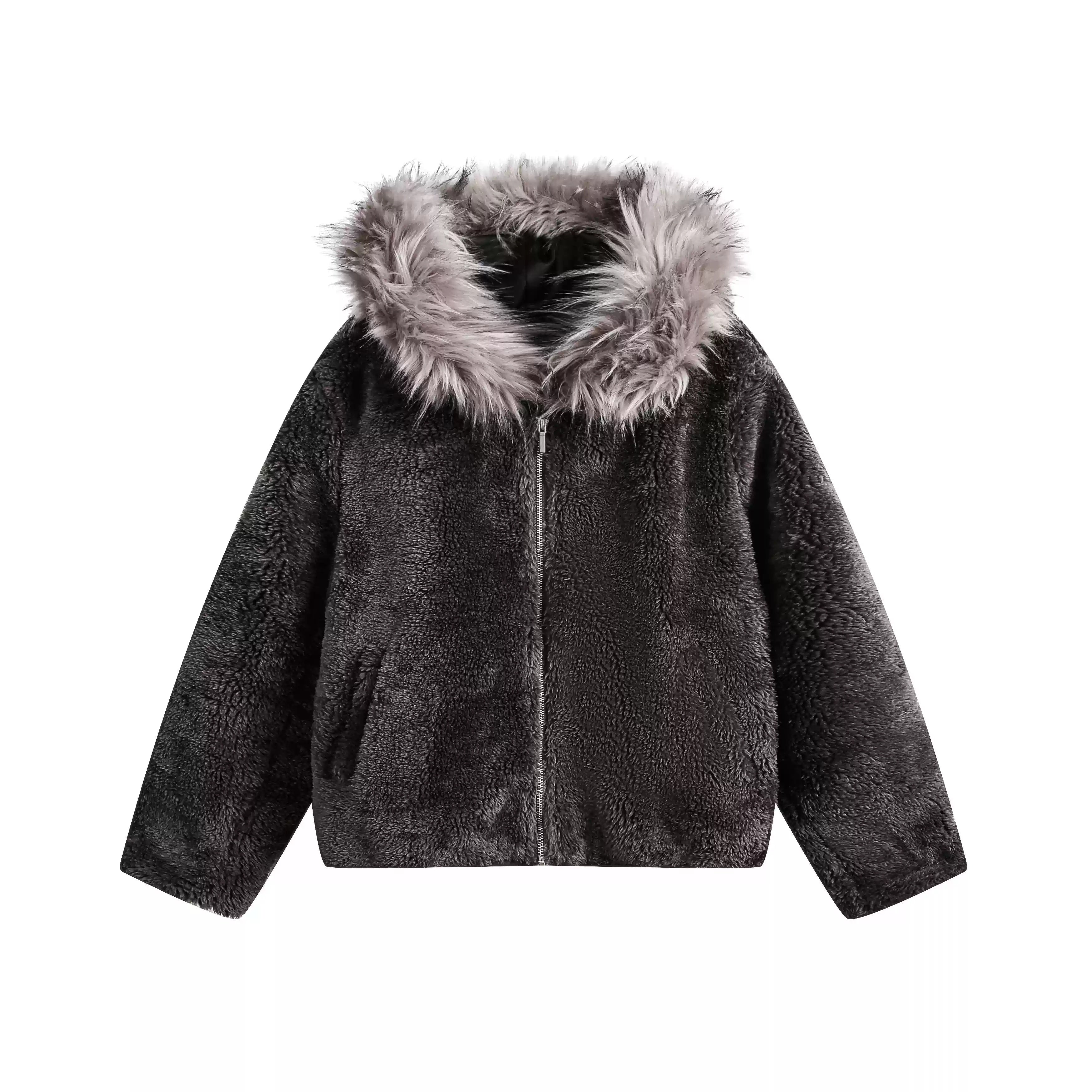 Volume Fur Collar Hooded Jacket EZ217