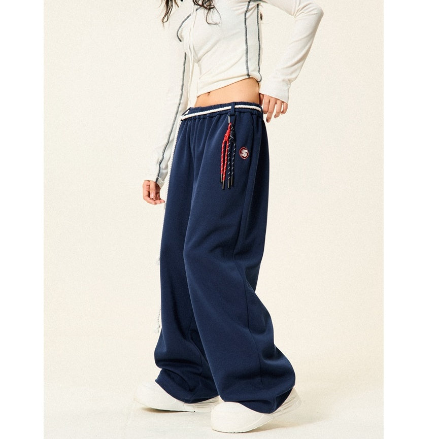 Braided Rope Loose Straight Sweatpants YS014