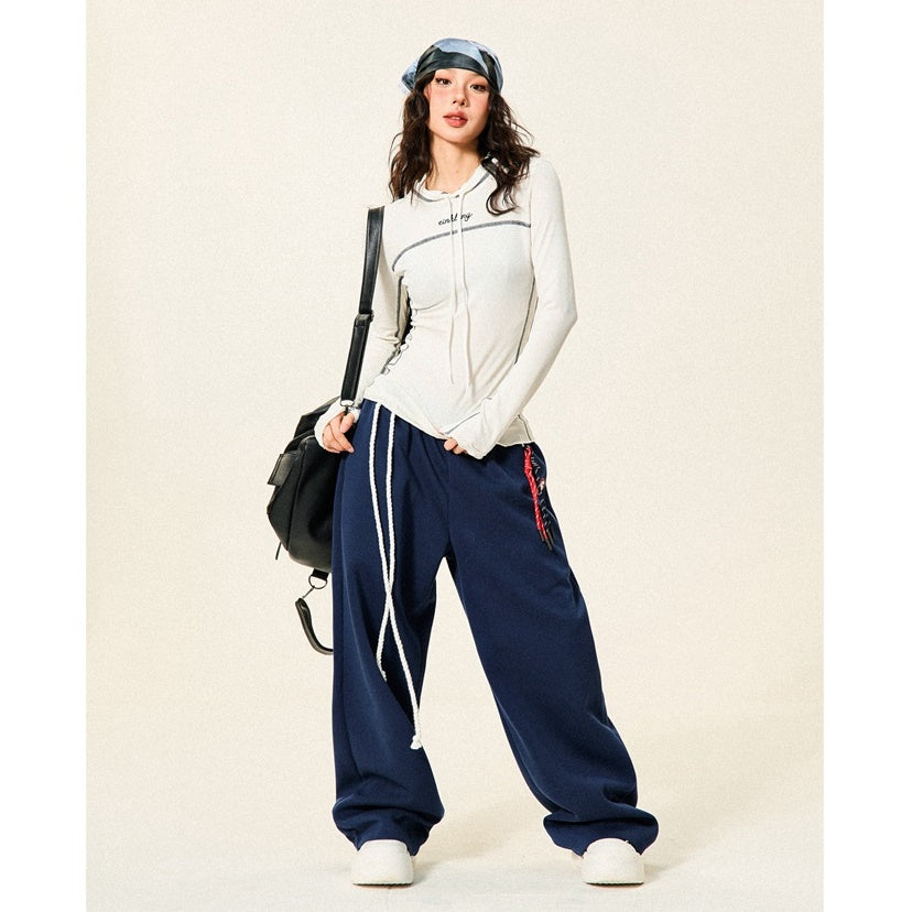 Braided Rope Loose Straight Sweatpants YS014