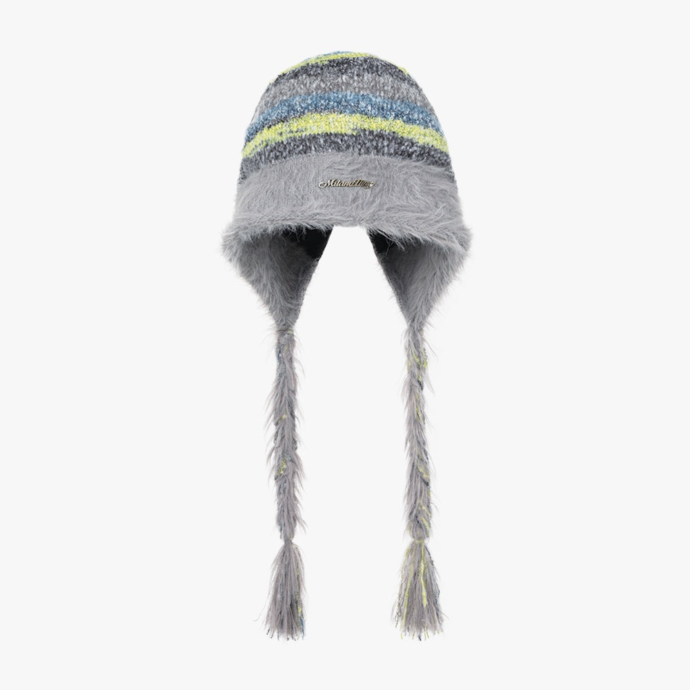 Plush Tassel Braided Knitted Hat MW9728