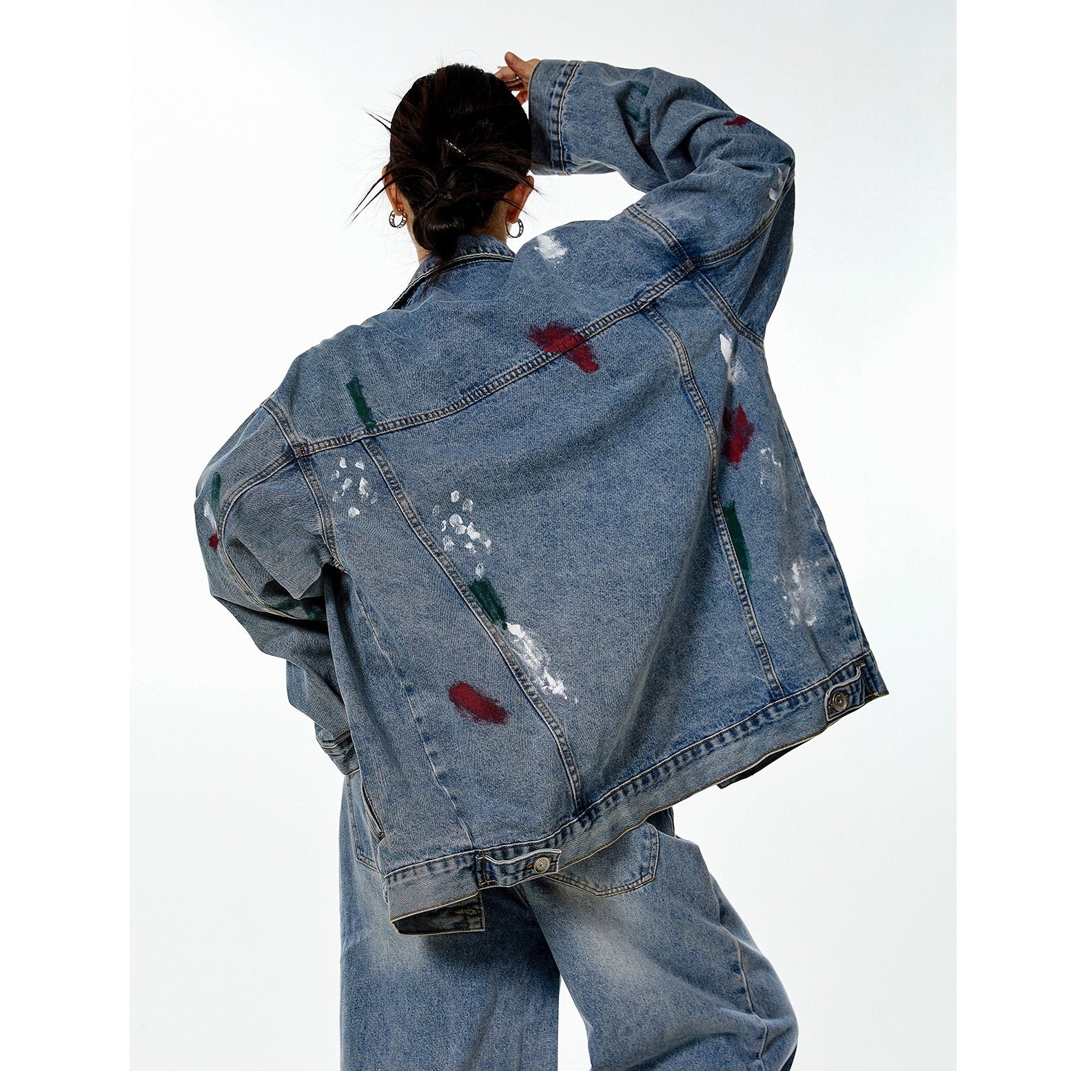 Retro Ink Splash Loose Denim Jacket MW9470