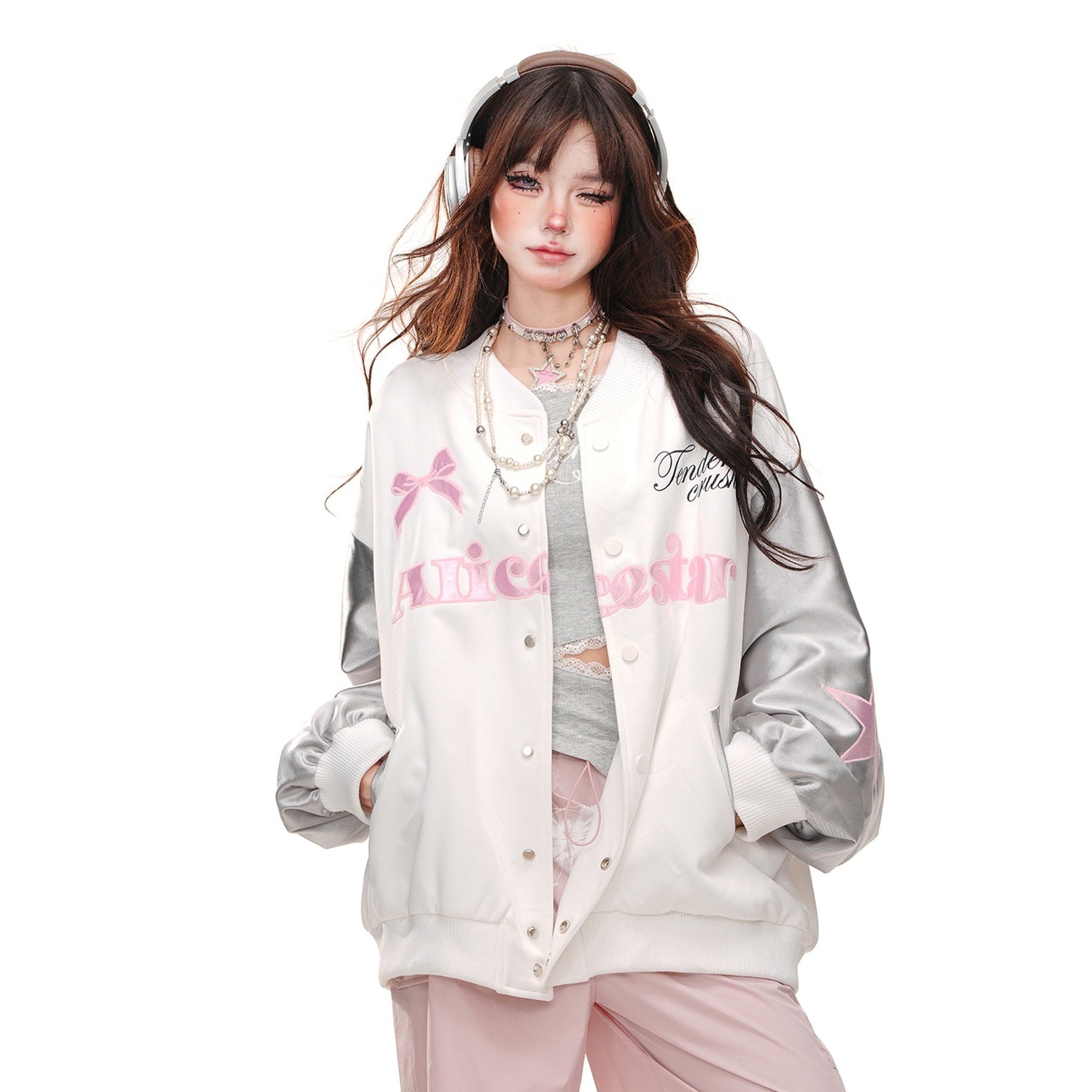 Girly Oversize Baseball Jacket KK2004