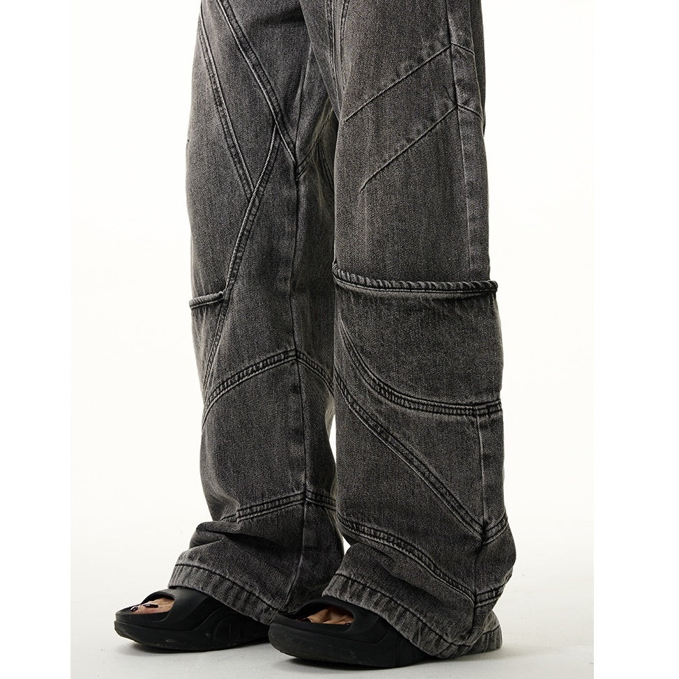 Retro Washed Stitch Wide-Leg Jeans MW9196