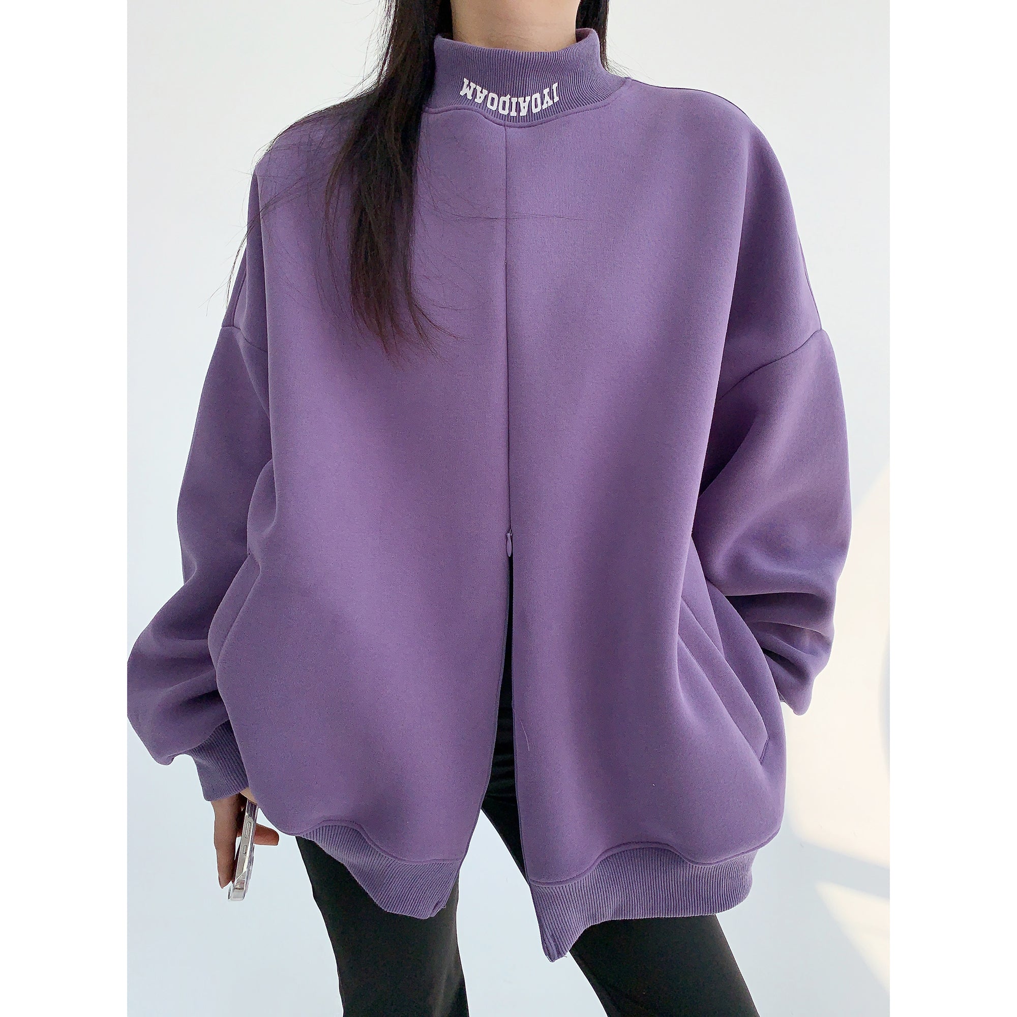 Bottle-neck Invisible Zipper Pullover Sweat MW9565