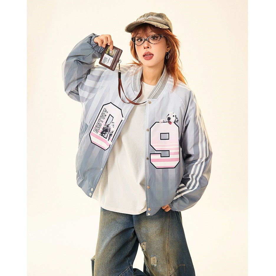 Gradation Stripe Quilting Baseball Jacket MW9534