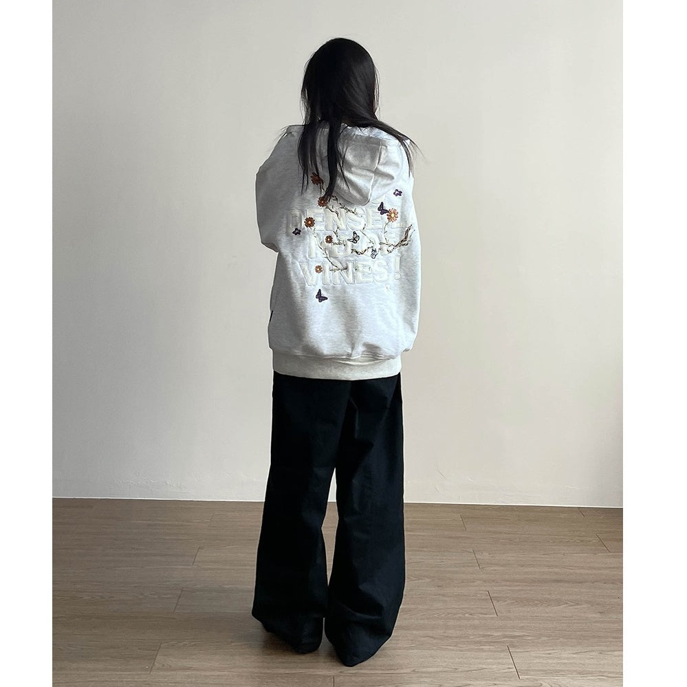 Leather Letter Embroidery Hooded Sweat Parka MW9740