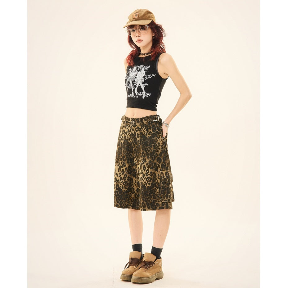 Leopard Print Loose Cropped Cargo Pants MW9266