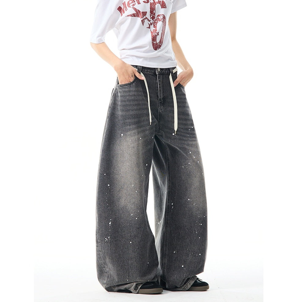 Wash Ink Splash Loose Barrel Leg Jeans MW9959