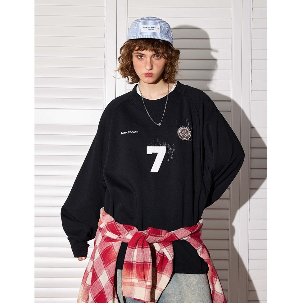 OverSize Sports Style Raglan Sleeve Sweat BT7038