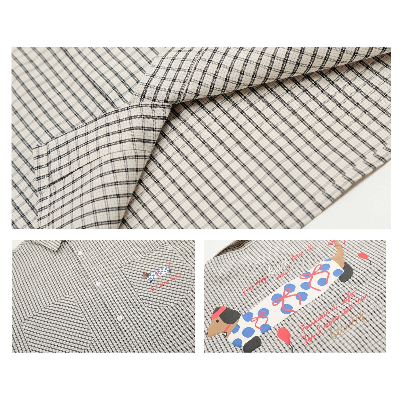 Dog Print Checked Shirt AP7011