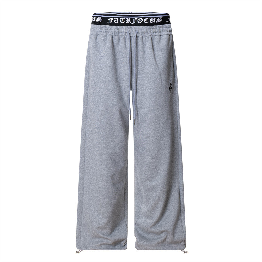 Cross Print Double-Waist Band Sweat Pants MW10389