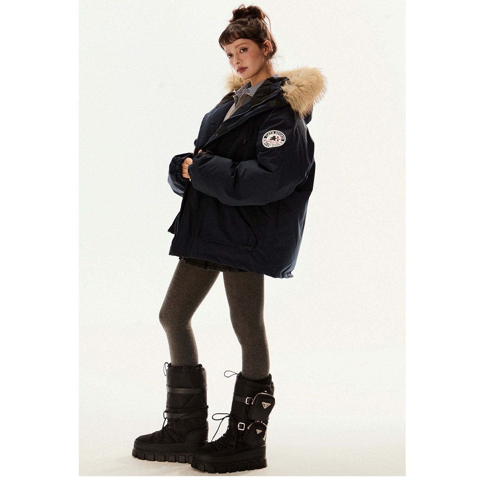 Fur Collar Outdoor Hooded Padded Jacket EZ201