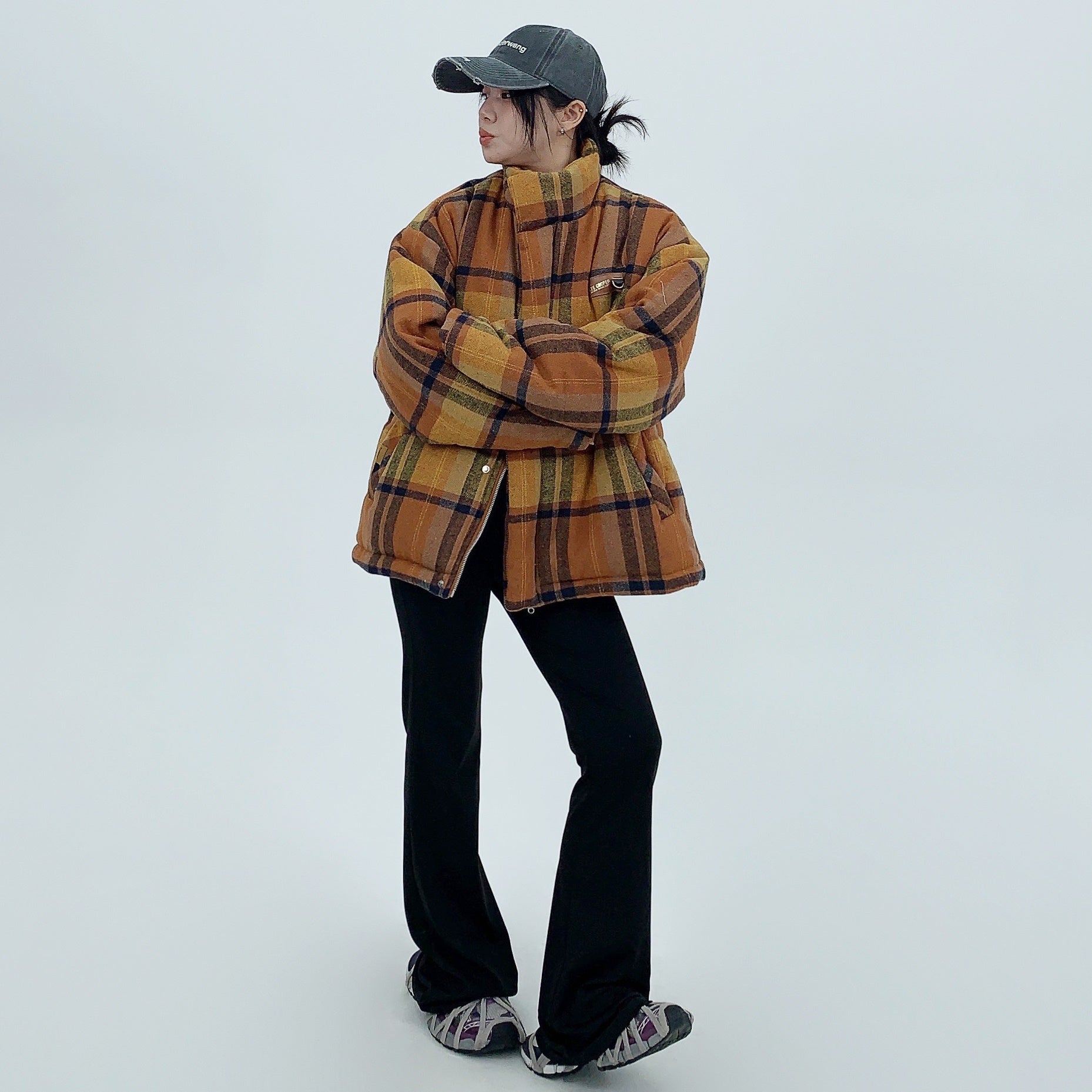 Retro Plaid Thickened Short Padded Jacket MW9691