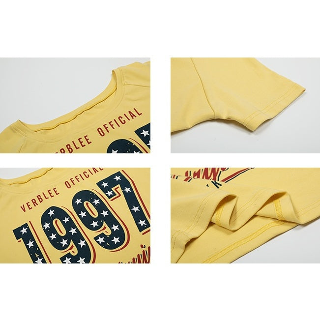 American Star Print Slanted Shoulder T-shirt MW10096