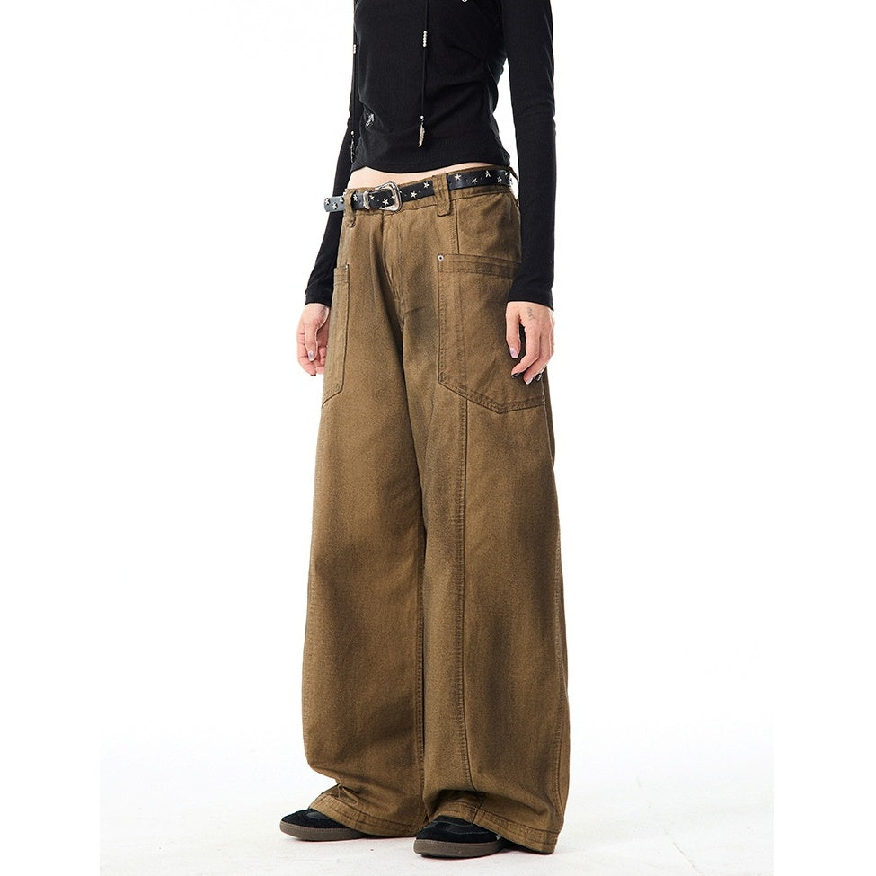 Retro Brush Dirty Wide-Leg Work Pants MW9961