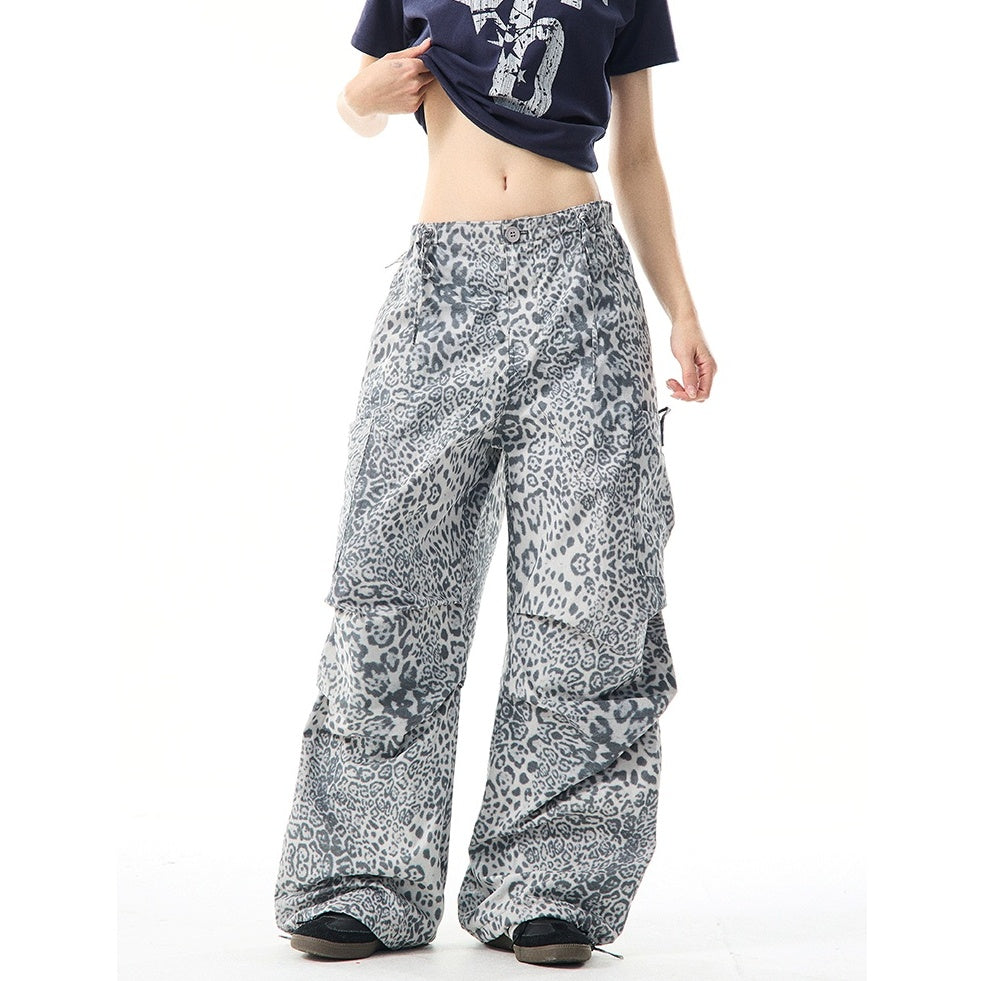 Leopard Print Parachute Cargo Pants MW9957