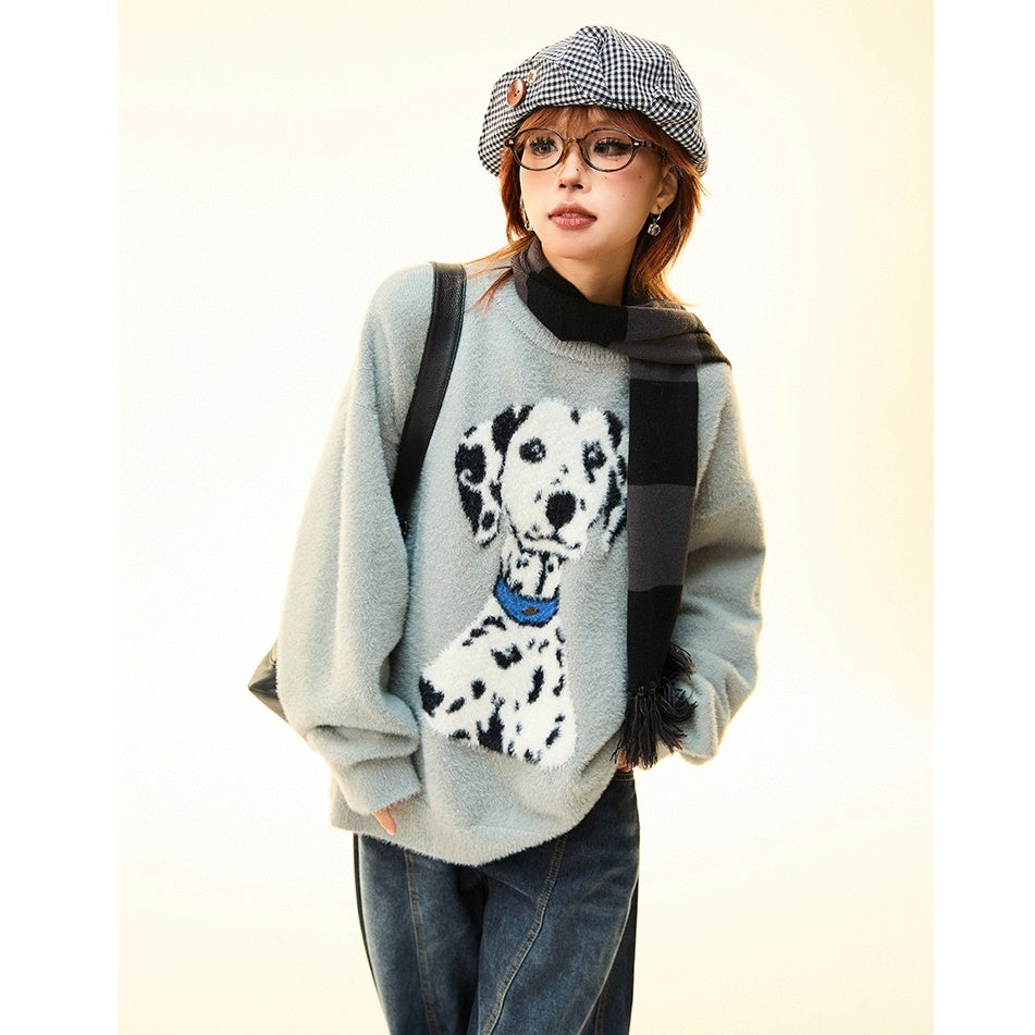 Dalmatian Dog Loose Soft Waxy Sweater MW9697