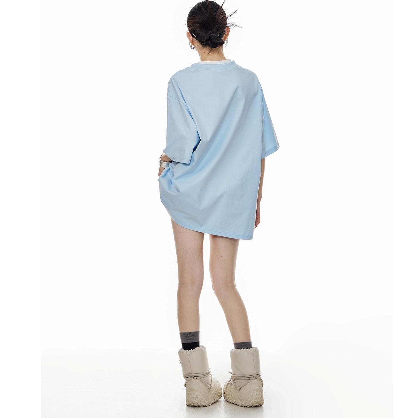 Contrast Color Fake Layered T-Shirt IC9036