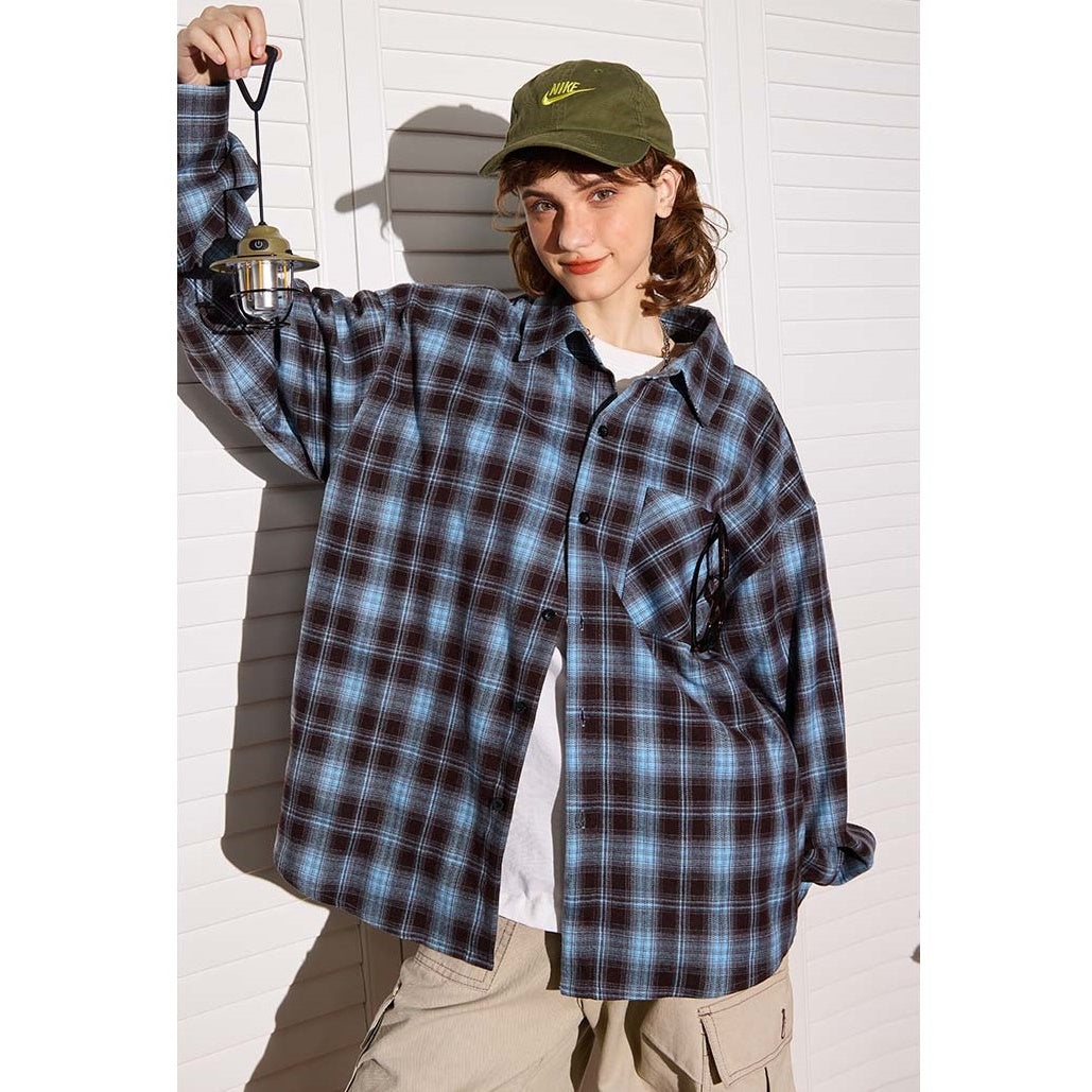 Retro Plaid Long-sleeved Shirt MW9473