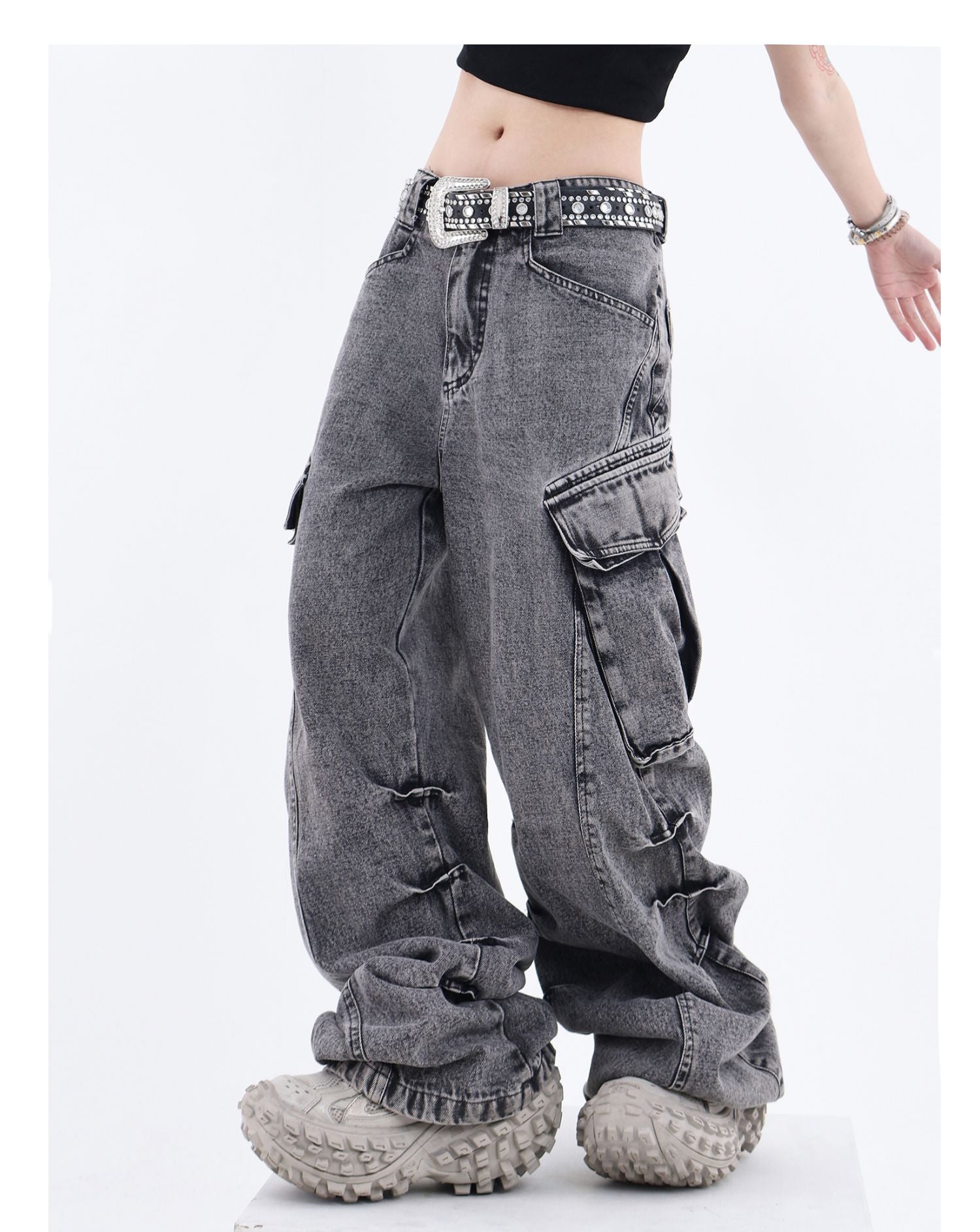 pocket cargo wide leg jeans JN7001