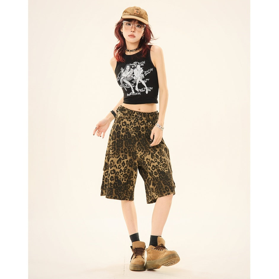 Leopard Print Loose Cropped Cargo Pants MW9266